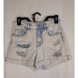 Pac Sun bleached distressed denim Mom Short  Size 25 Retro Hippie 80s Summer